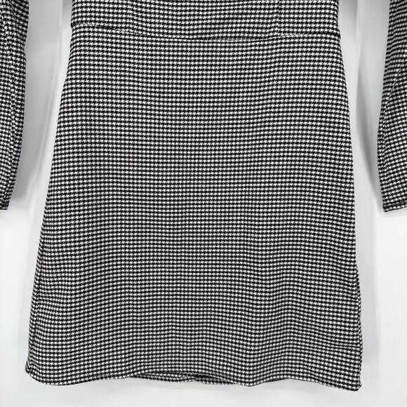 Abercrombie & Fitch 90’s Sweetheart Mini Dress Houndstooth Plaid Long Sleeve - Picture 5 of 9